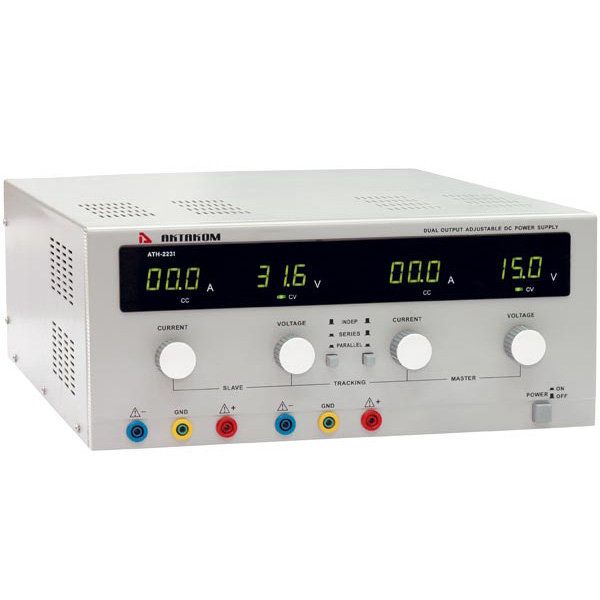 АТН-2231 — двухканальный источник питания постоянного тока 0-10 А и напряжения 0-30 В